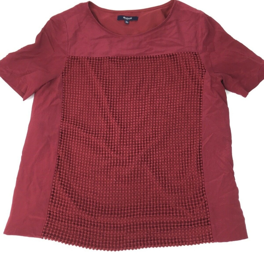 Madewell Women’s Maroon Silk Top Size S Crochet